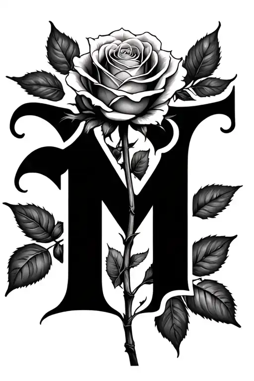 Rose Combined With Letter M And Y