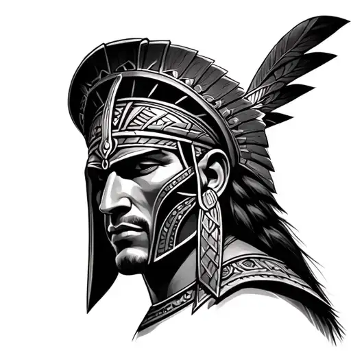 Spartan Aztec Realistic Portrait