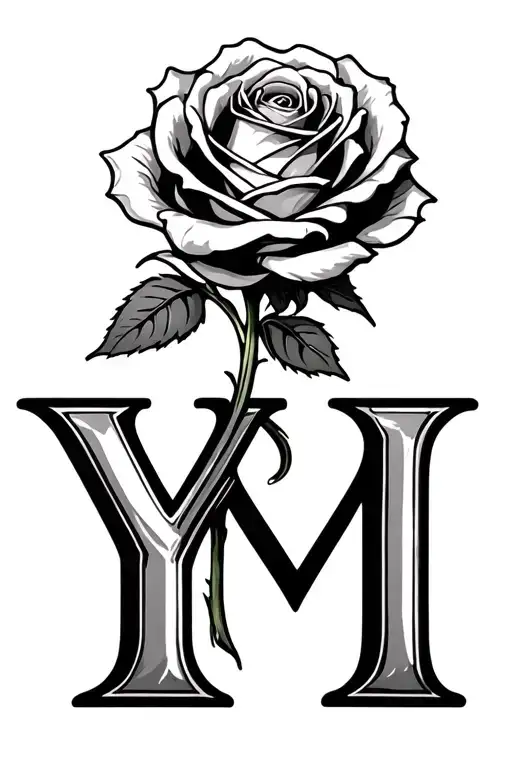 Rose Combined With Letter Y And M
