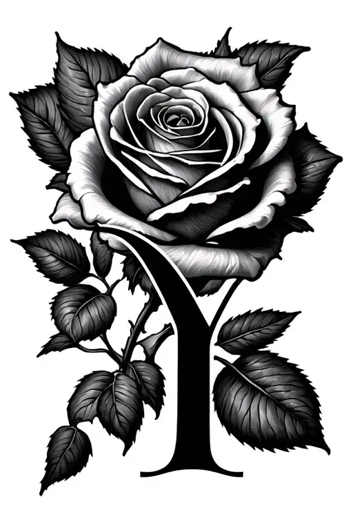 Rose Combined With Letter M And Y