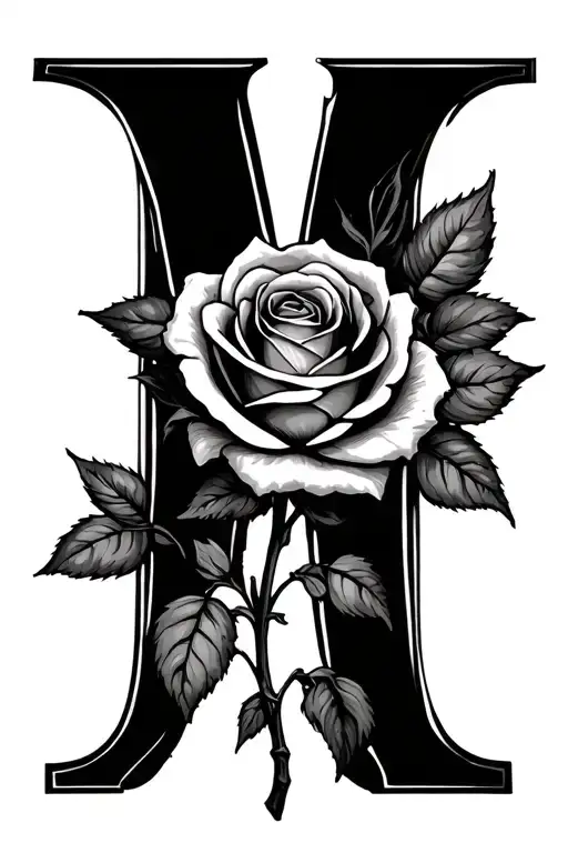 Letter M And And A Rose