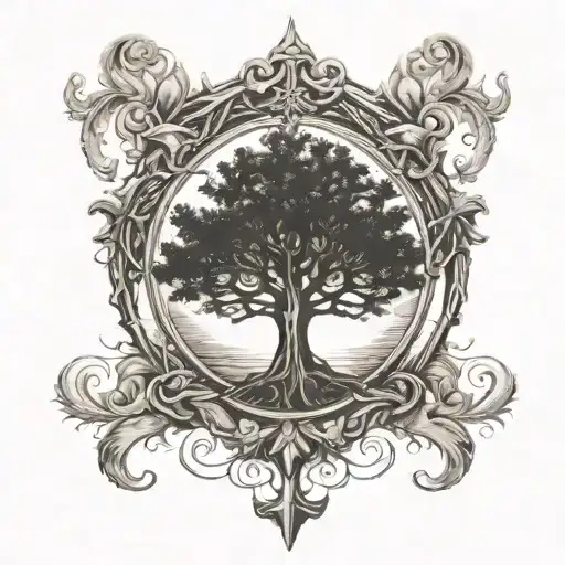 Life Tree And Christian Cross