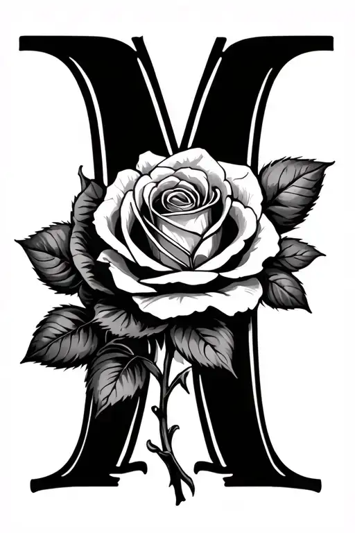 Letter M And And A Rose