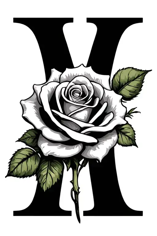 Letter M And And A Rose