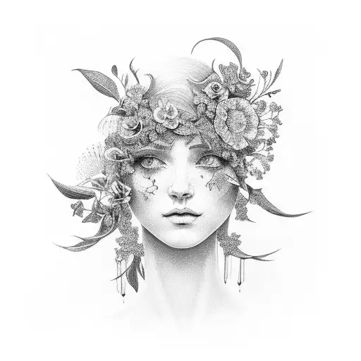 A Dancing Figure Composed Of Intricate Floral Patterns