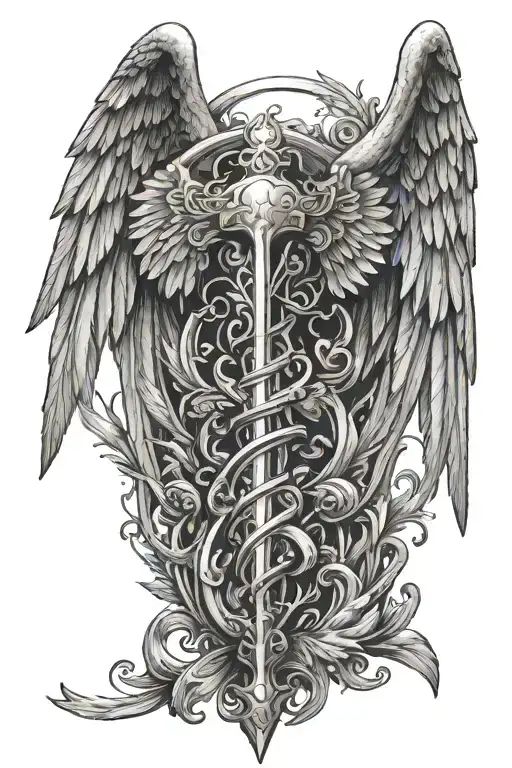 Caduceus W Angel Wings