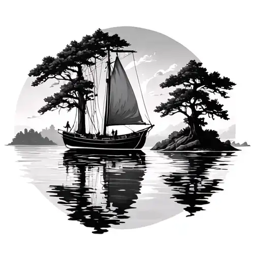 Sail Boat Water Trees