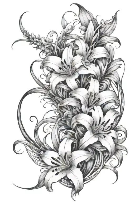 Lilies Wrapped With Vines Trailing Each Other Through Beautiful