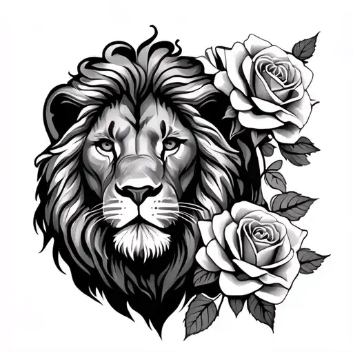 Lion And Roses