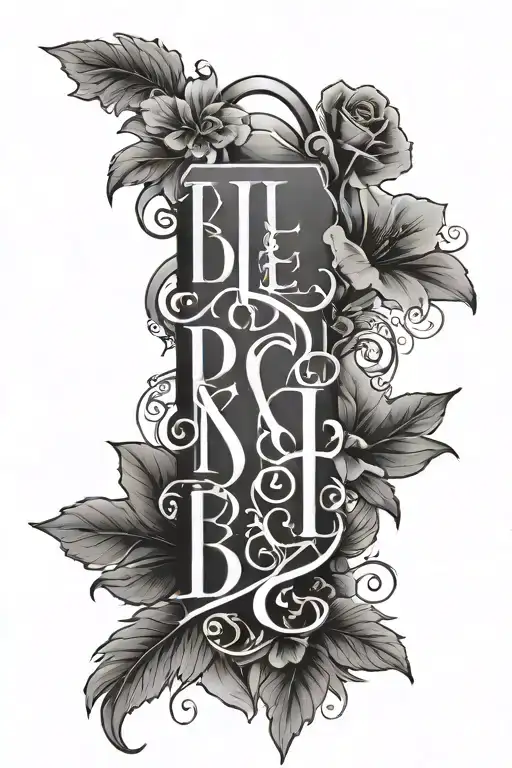 The Word Blessed On Forearm Going Vertical With A Nice Background