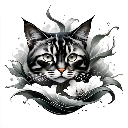 Calla Lilly Cat Asian Waves Crashing