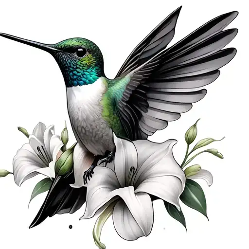 Hummingbird With Bleeding Heart Flowers And Calla Lilies