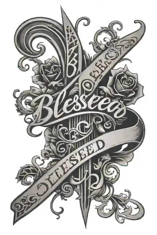 The Word Blessed In Cursive On Forearm Going Vertical With A Nice Background