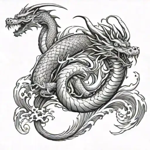 Water Waves And Dragon No Shading