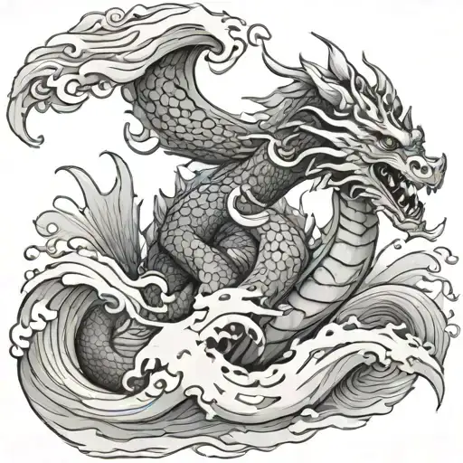 Water Waves And Dragon No Shading
