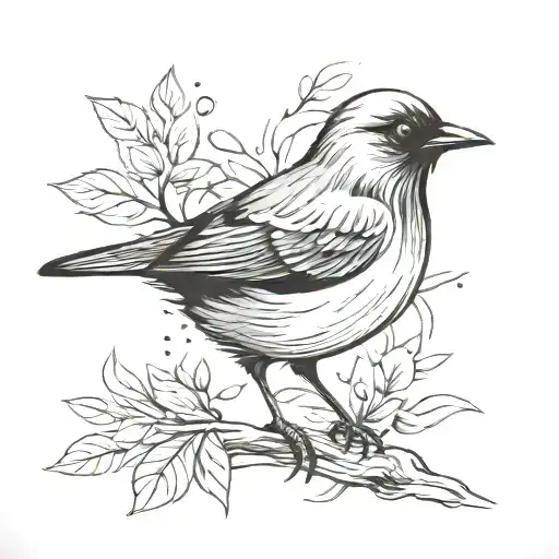 Black Bird Simple Tiny