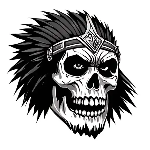Skull With African Warrior Face Paint Angry
