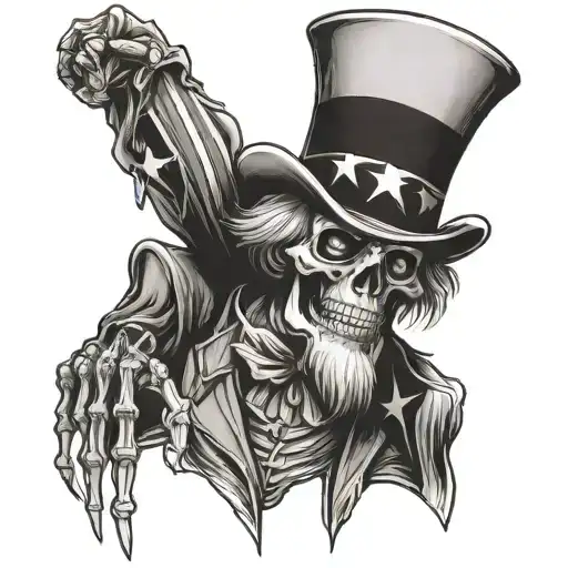 Uncle Sam Full Body Skeleton Sitting