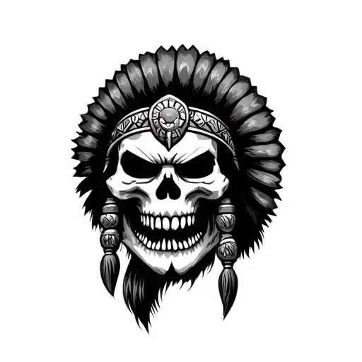 Skull With African Warrior Face Paint Angry