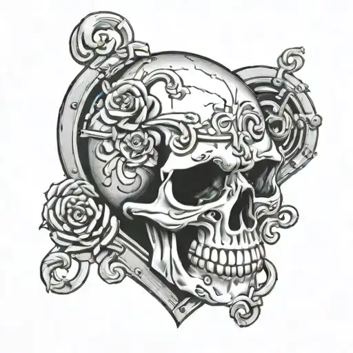 Skull In A Heart Shaped Lock