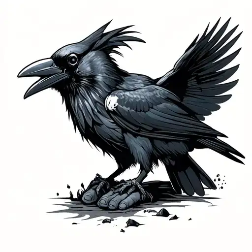 Crow Crushing Skull With Foot Stepping