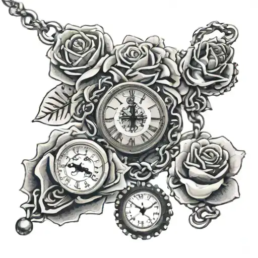 Rose Clock Rose Rosary Bead Necklace Wrapped