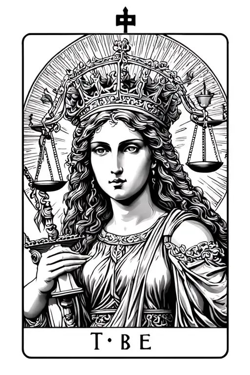 Lady Justice With The Head Of The Empress Tarot Card
