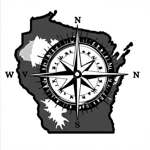 Compass Half Wisconsin Half Colorado With 9 Stars