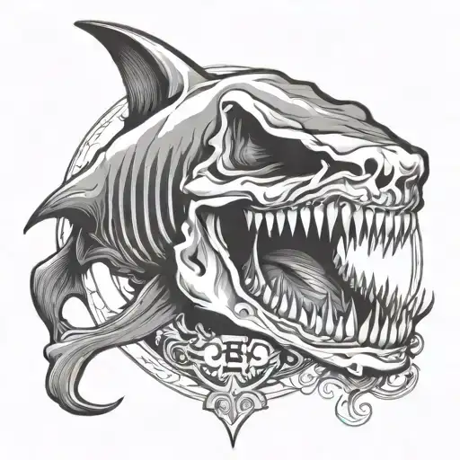Skull Inside Shark's Jaw As Frame