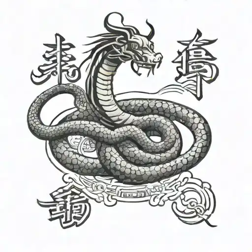 I Want Samurai Written In Japanese With A Snake Wrapped Around The Word