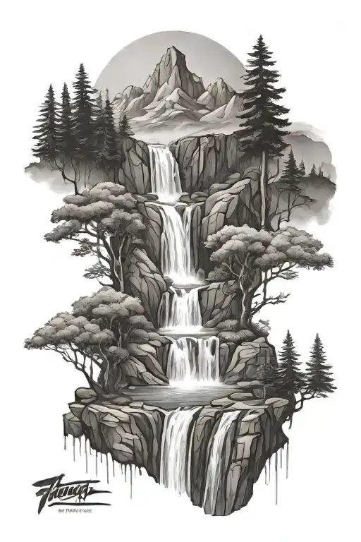 Waterfall Forest Mountain