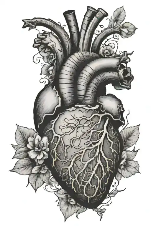 Fine Line Realistic Heart