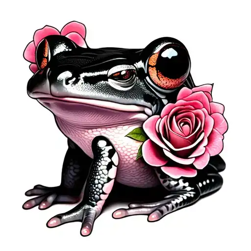 A Pink Frog With Roses For A Tribute To My Grandma
