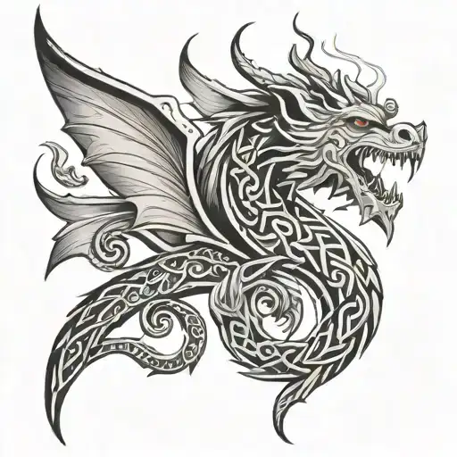 Celtic Dragon Breathing Fire