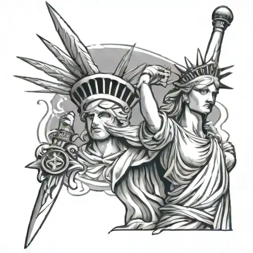 Lady Liberty Holding Sword