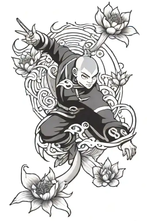 Avatar The Last Airbender Open Glider With Lotus Tile And Koi Fish Below It