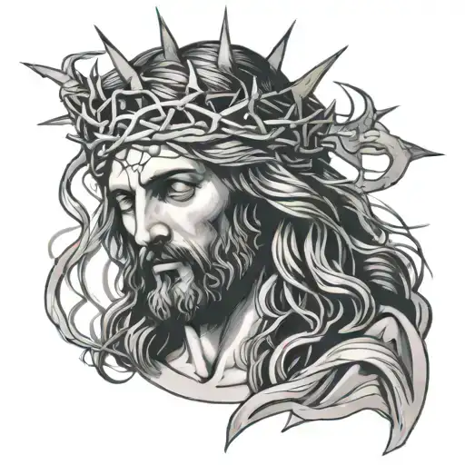 Christ With Crown Of Thorns With Blood