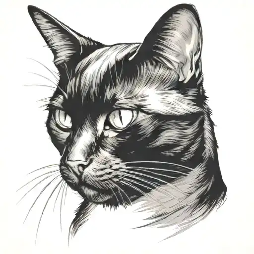 Black Cat Face Profile