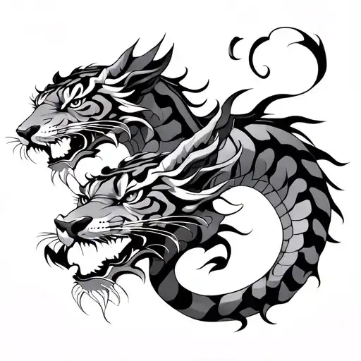 Two Dragons And A Tiger Asian