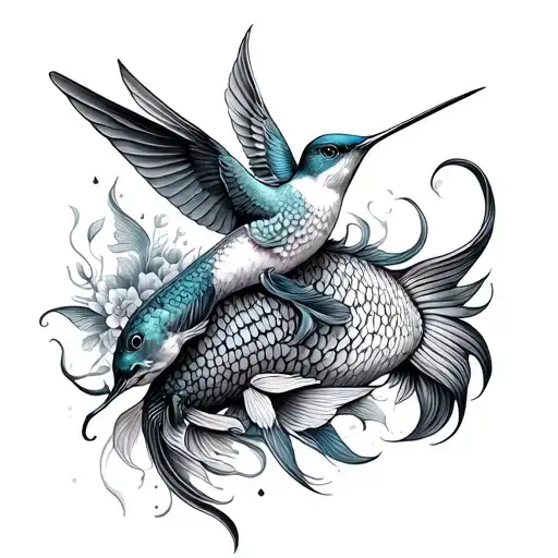 Combine A Medusa Tatto With A Humming Bird And Koi Fish