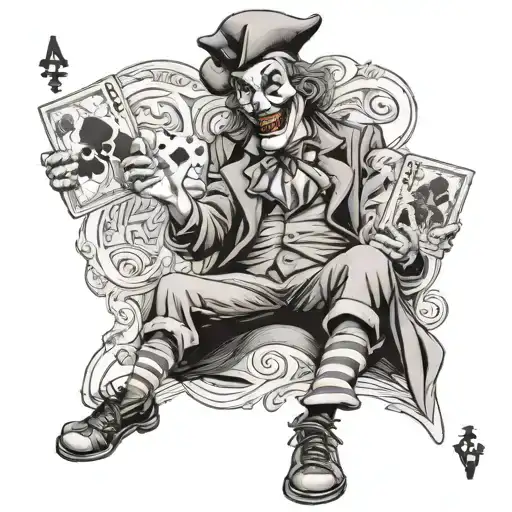 Big Joker And Little Joker Holding Spades Card