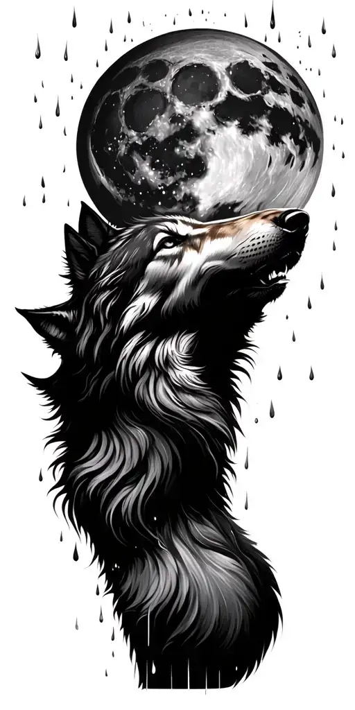 Wolf Howling At The Moon Surrounded My Rain