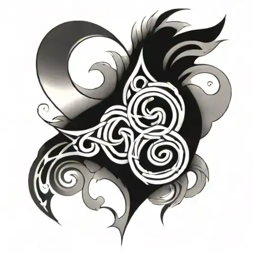 A Black-grey Tattoo Of A Heart Made Up Of Interconnected Symbols Representing Strength And Unity