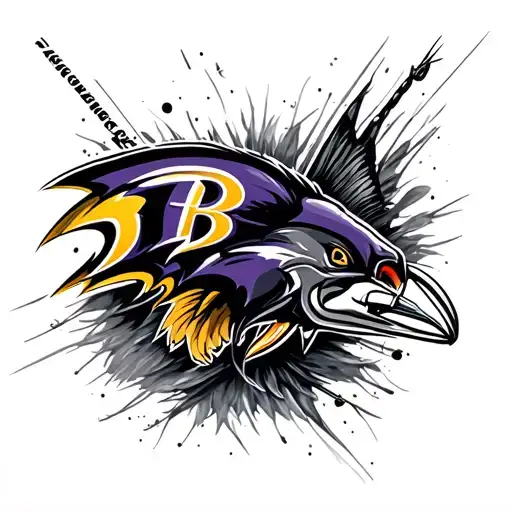 A Half Sleeve Arm Tattoo That Combines Baltimore Ravens And Fishing