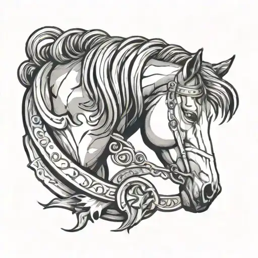 Horse Shoe Around A Horse Head