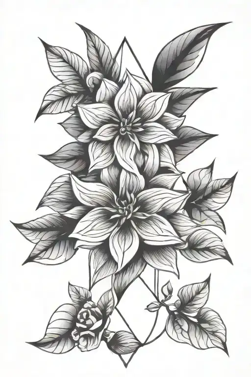 Geometric And Flower Large Black