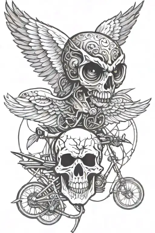 Skull Birds Owl Bike Truth Speaking Person