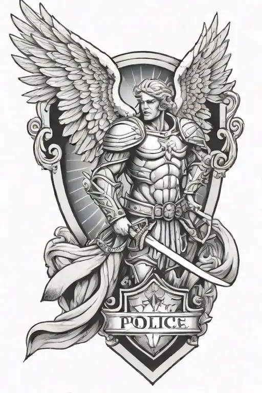 Archangel With Police Shield Adorned