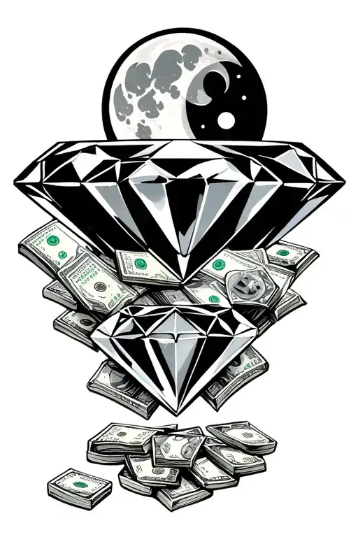 Diamonds And Money With Moon Above