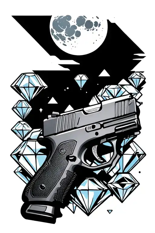 Diamonds And Glock With Moon Above